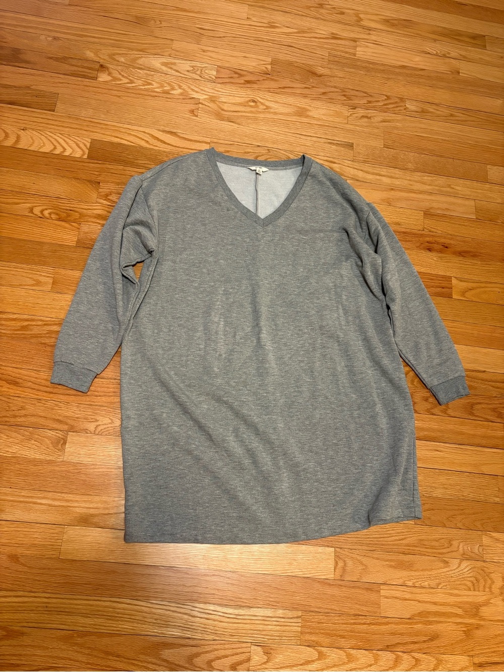 Terra & Sky Light Gray V-Neck Sweatshirt Dress Size 0X